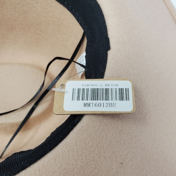 NWT BEIGE 100% WOOL FEDORA HAT WOMEN OS BOHO FESTIVAL WIDE BRIM - Picture 10 of 12